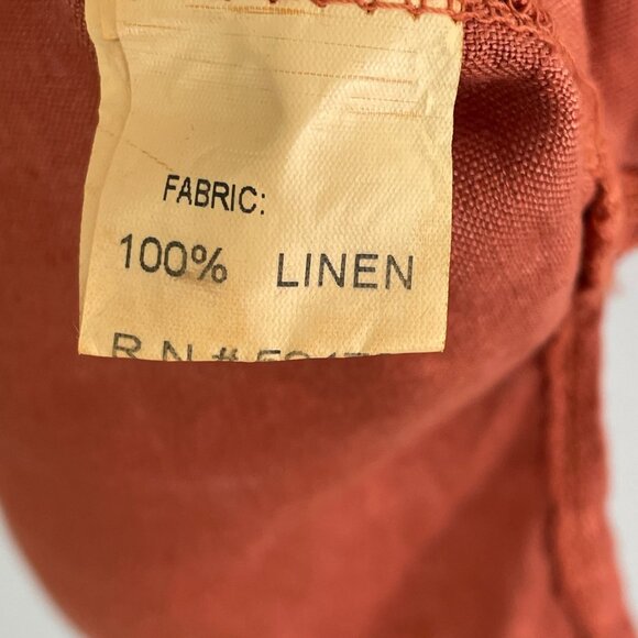 Bellambra Womens Large 100% Linen Oversized Rust Orange Top Gathered Sleeve - Picture 4 of 10